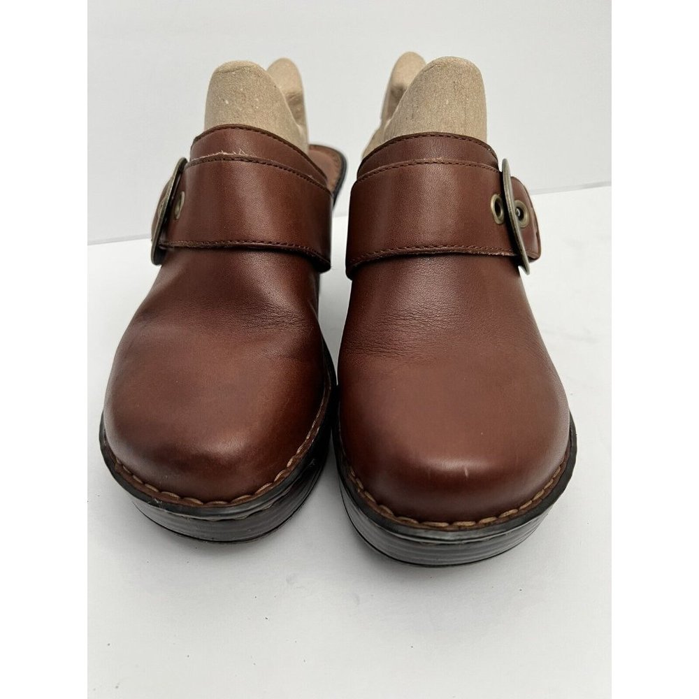 Born Womens Hand Crafted Foot Wear Buckle Slide On Clog Mule Shoe Brown Sz US 8 - Picture 3 of 13